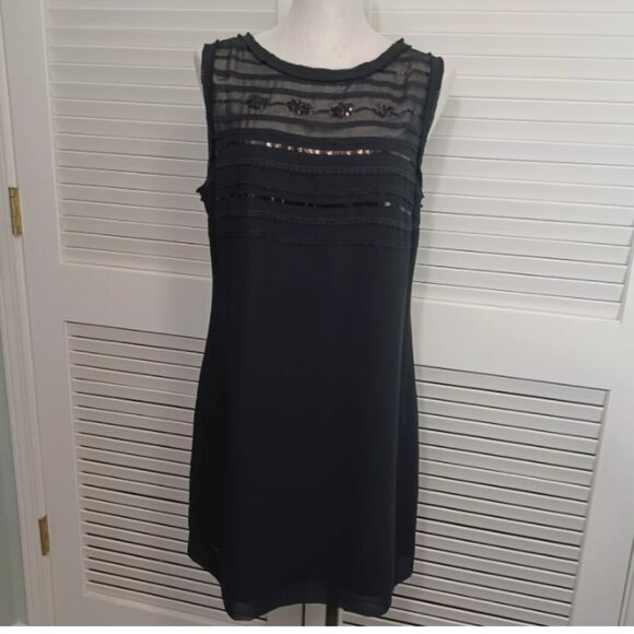 Banana Republic Black Sequin Dress on Chiffon Layer - Picture 3 of 8